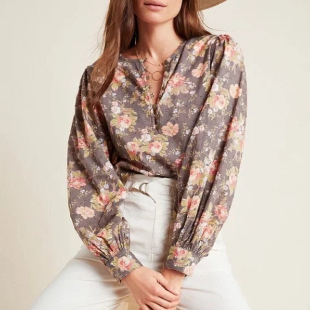 Anthropologie Michaela Floral Peasant Blouse Size XS